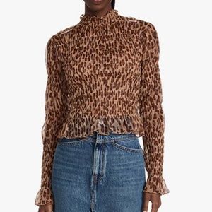 Free People Hello There Top in Brown Leopard combo sz xs